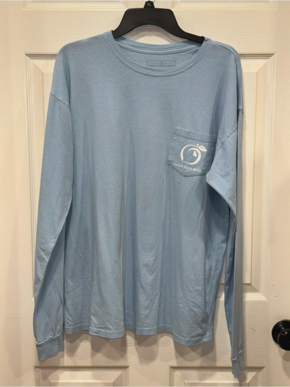 Light Blue Long-Sleeve Pocket Tee with Subtle Pocket Logo